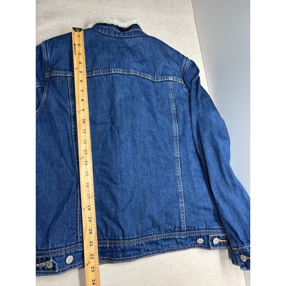 Old Navy Jacket Womens L Blue Denim Jean Sherpa Lined Trucker - Picture 7 of 8